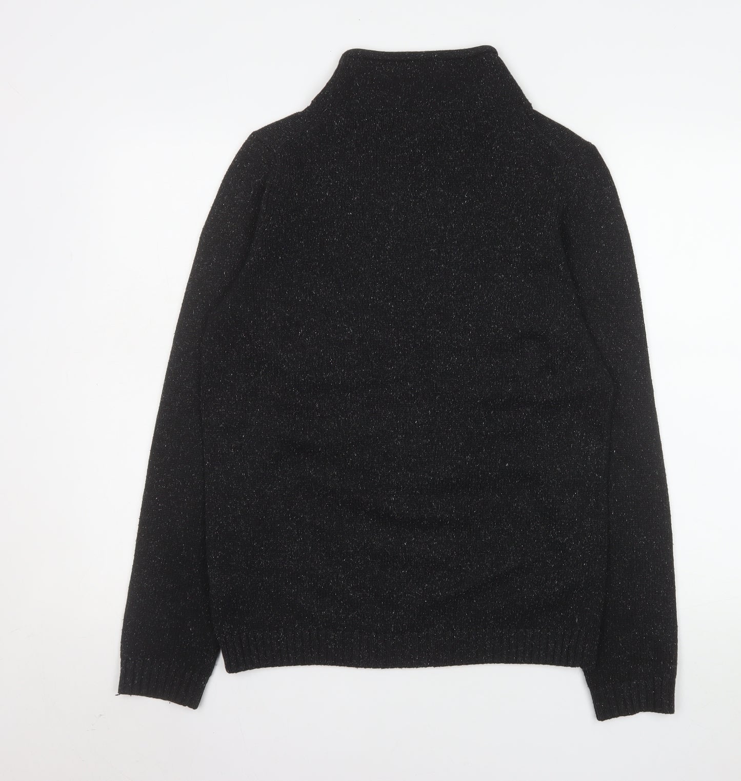 Next Men’s Black Roll Neck Jumper Small Acrylic Silk Blend