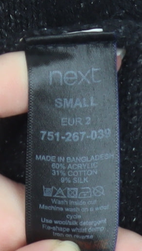 Next Men’s Black Roll Neck Jumper Small Acrylic Silk Blend