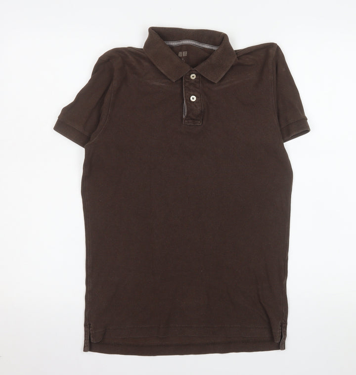 Uniqlo Men's Brown Cotton Short Sleeve Polo Shirt XS