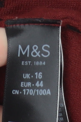 Marks and Spencer Women's Red Geometric Knit Cardigan Size 16