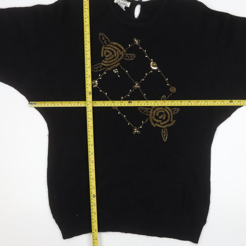 Christina Women’s Black Silk Angora Embroidered Jumper L