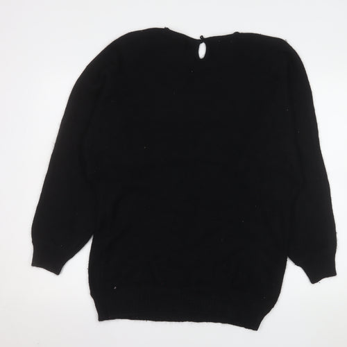 Christina Women’s Black Silk Angora Embroidered Jumper L