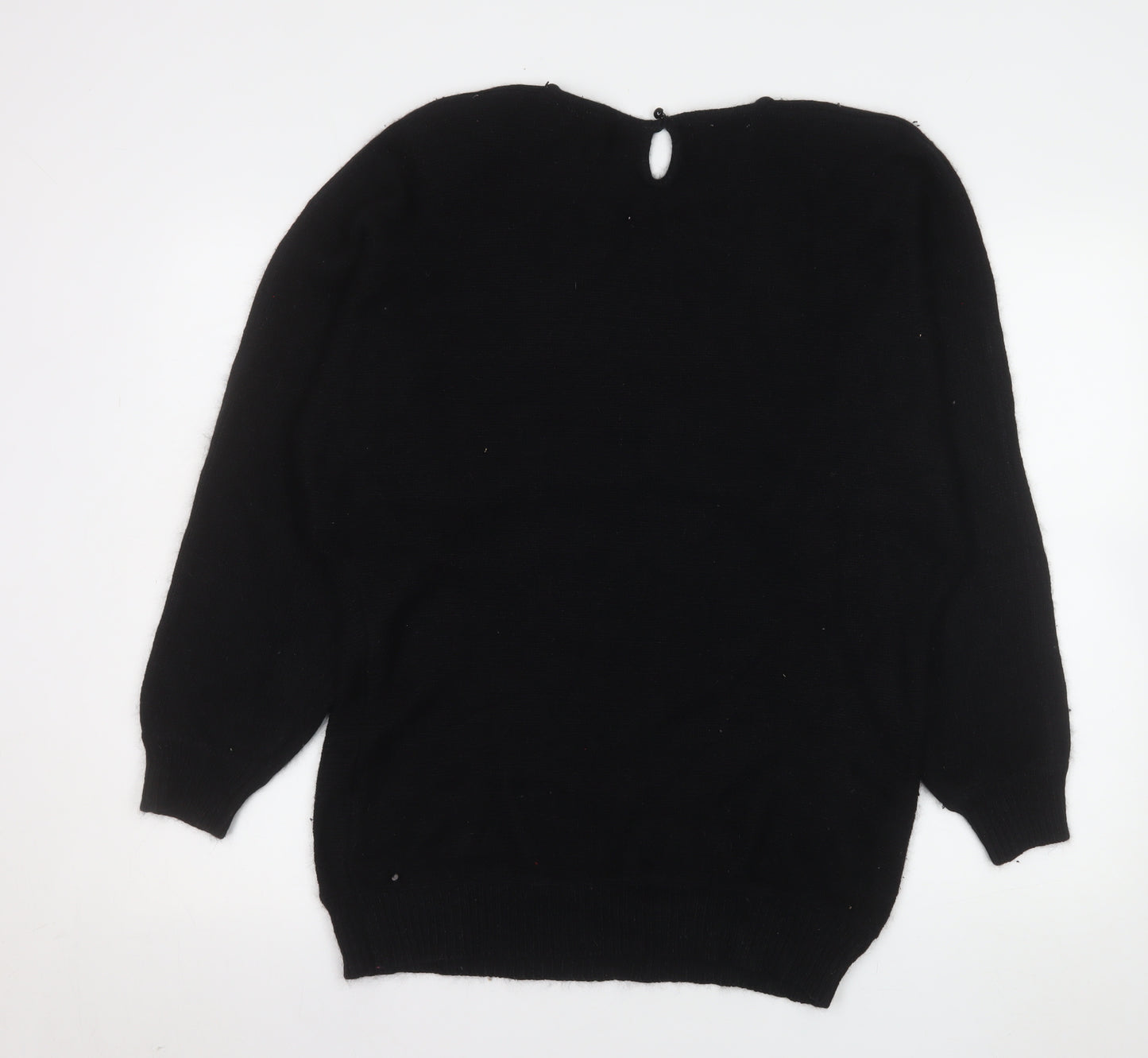 Christina Women’s Black Silk Angora Embroidered Jumper L