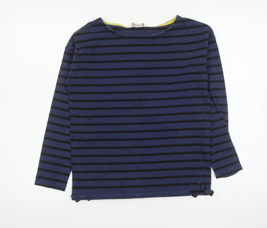 Boden Women Blue Striped Long Sleeve Cotton Boat Neck Top UK 8