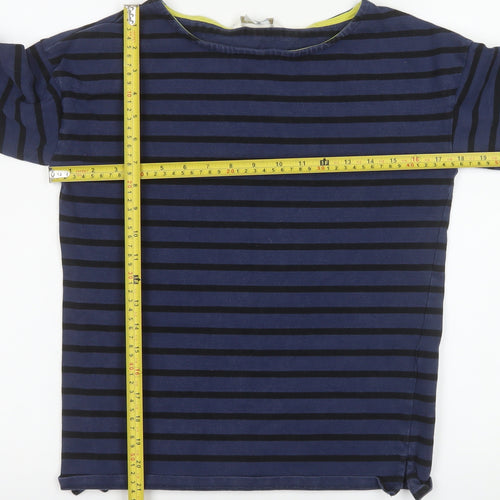 Boden Women Blue Striped Long Sleeve Cotton Boat Neck Top UK 8