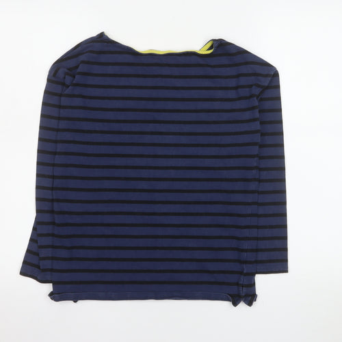 Boden Women Blue Striped Long Sleeve Cotton Boat Neck Top UK 8