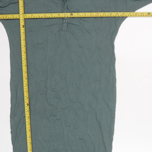 H&M Women Green V-Neck Bodycon Jersey Dress Size 10
