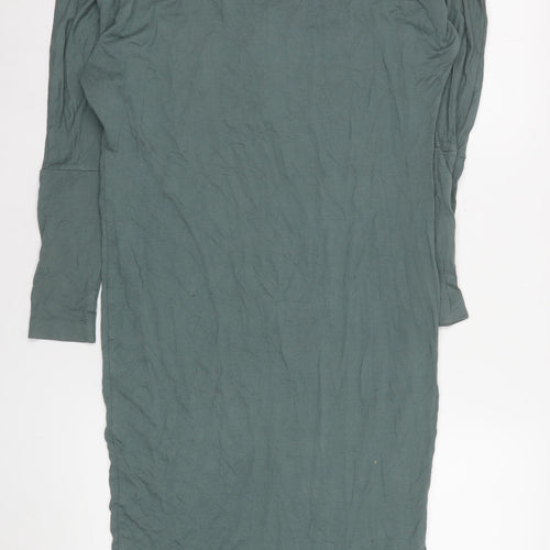 H&M Women Green V-Neck Bodycon Jersey Dress Size 10