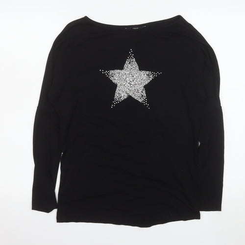 Next Women’s Black Star Rhinestone Long Sleeve T-Shirt Size 6
