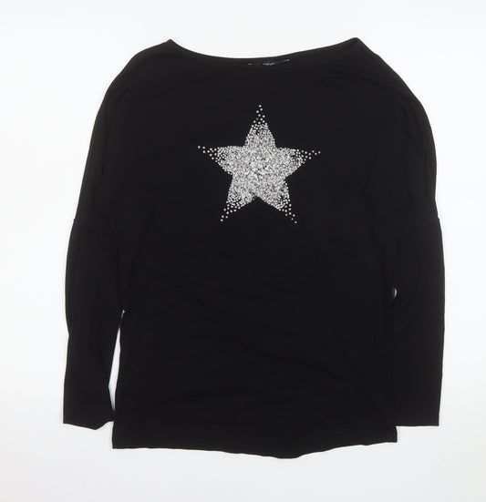 Next Women’s Black Star Rhinestone Long Sleeve T-Shirt Size 6