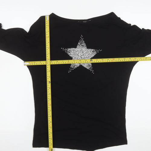 Next Women’s Black Star Rhinestone Long Sleeve T-Shirt Size 6