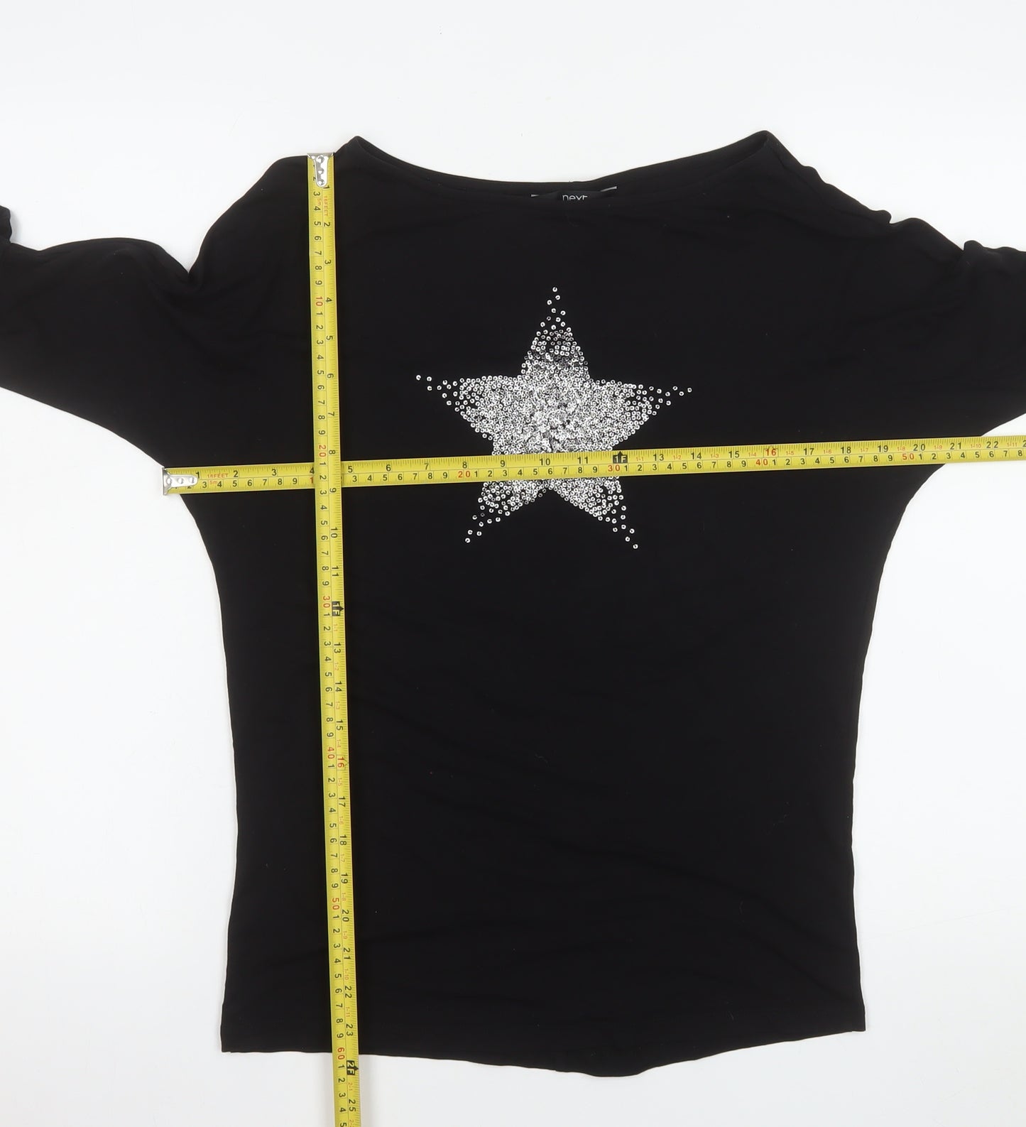 Next Women’s Black Star Rhinestone Long Sleeve T-Shirt Size 6