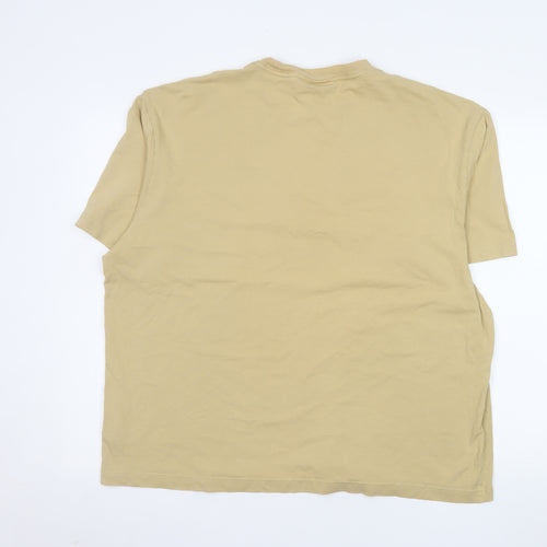 H&M Men's Beige XL Relaxed Fit Graphic College T-Shirt