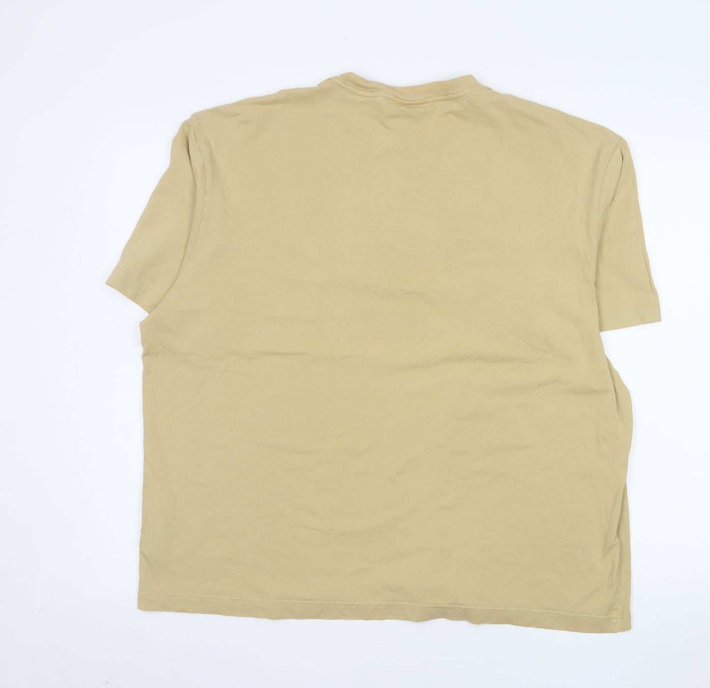 H&M Men's Beige XL Relaxed Fit Graphic College T-Shirt