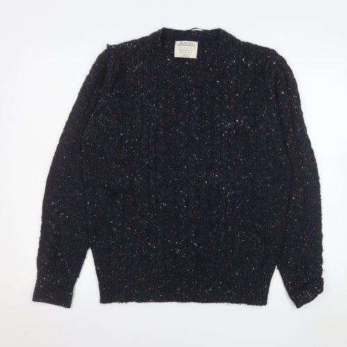Burton Menswear London Men’s Blue Cable Knit Crew Neck Jumper Medium