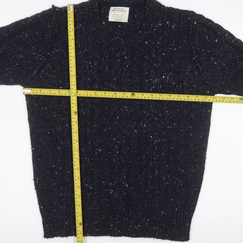 Burton Menswear London Men’s Blue Cable Knit Crew Neck Jumper Medium