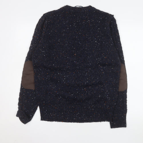 Burton Menswear London Men’s Blue Cable Knit Crew Neck Jumper Medium