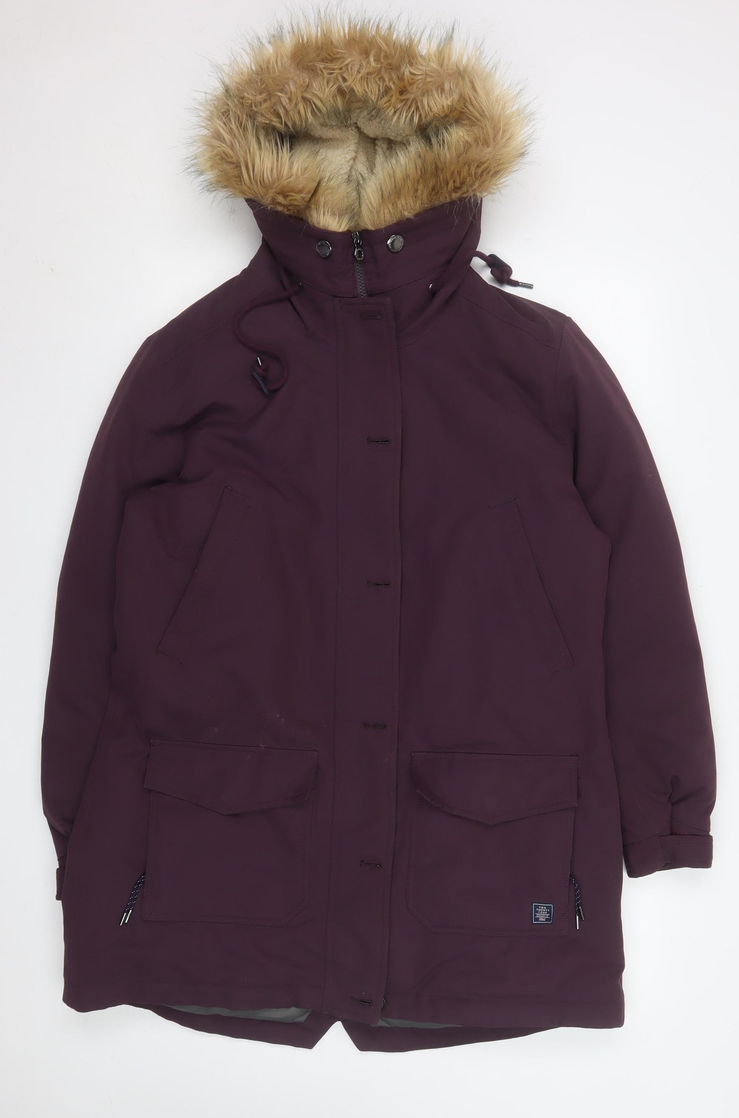 Tog Twenty Four Women's Purple Long Hooded Down Parka Coat Size 14
