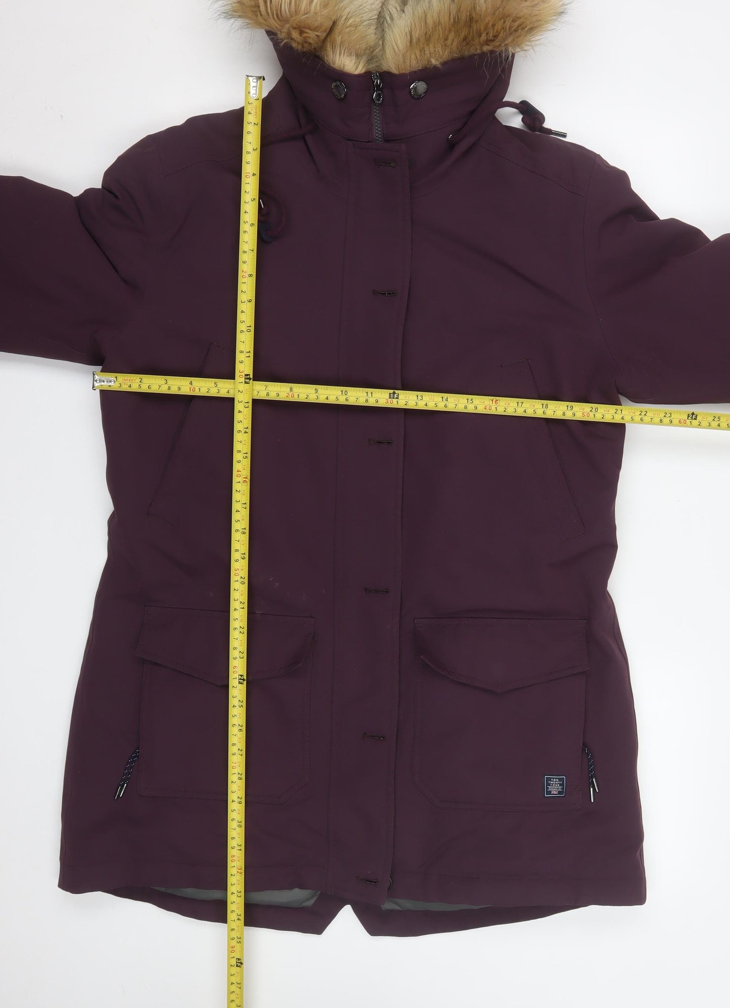 Tog Twenty Four Women's Purple Long Hooded Down Parka Coat Size 14