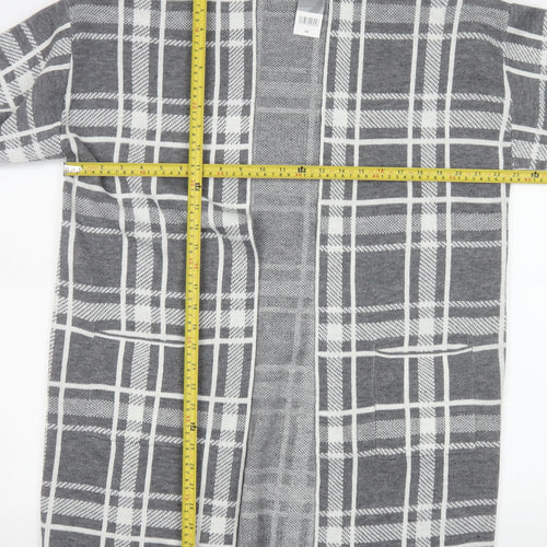 Bonmarché Women’s Grey Check Longline Cardigan Size 16