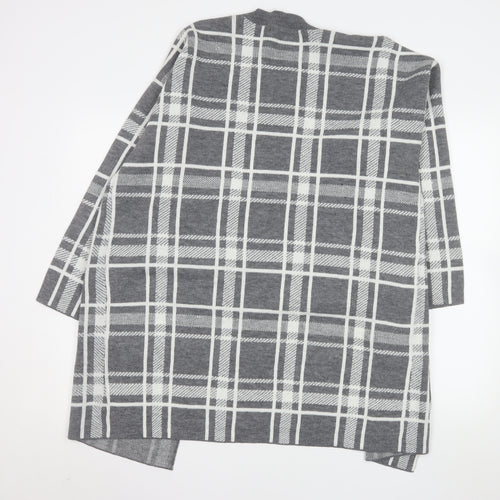 Bonmarché Women’s Grey Check Longline Cardigan Size 16
