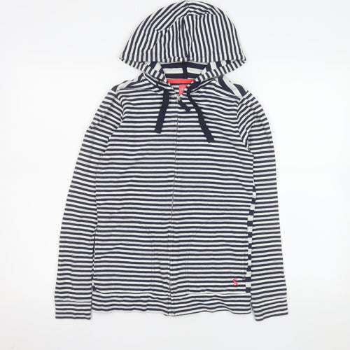 Joules Women's Blue Striped Hooded Full Zip Jacket Size 6