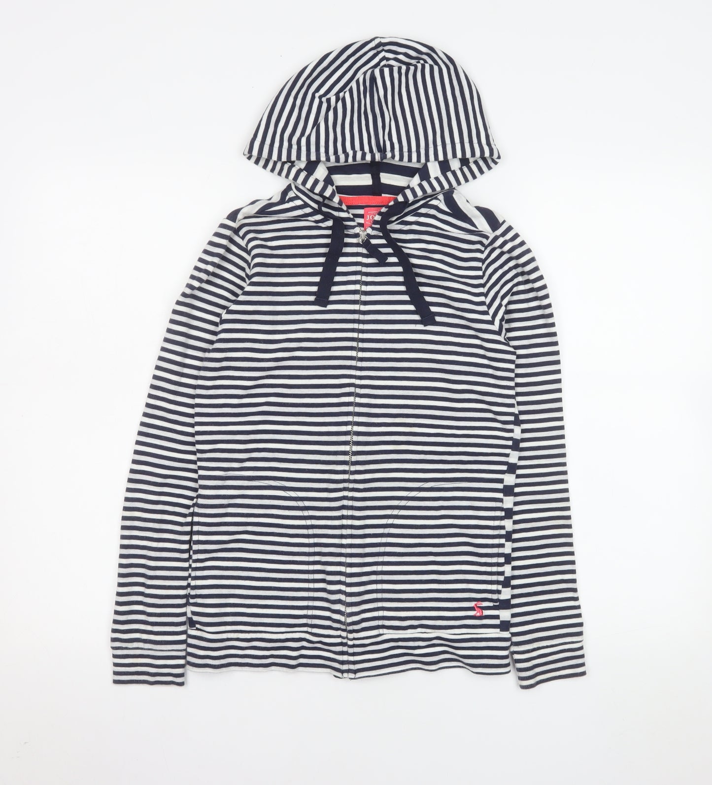 Joules Women's Blue Striped Hooded Full Zip Jacket Size 6