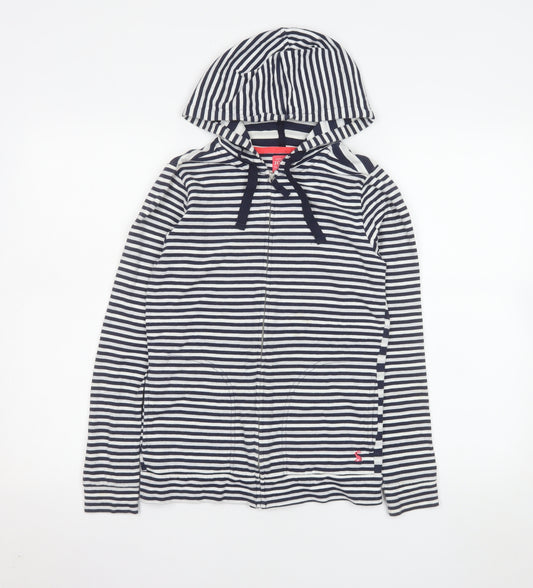 Joules Women's Blue Striped Hooded Full Zip Jacket Size 6