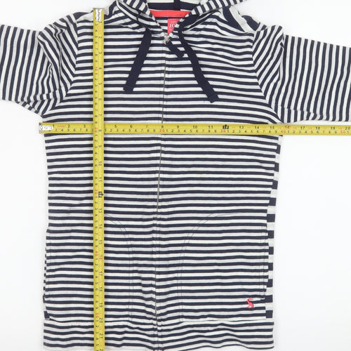 Joules Women's Blue Striped Hooded Full Zip Jacket Size 6