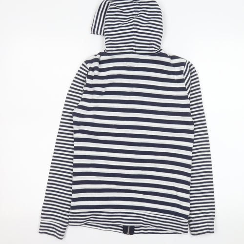 Joules Women's Blue Striped Hooded Full Zip Jacket Size 6