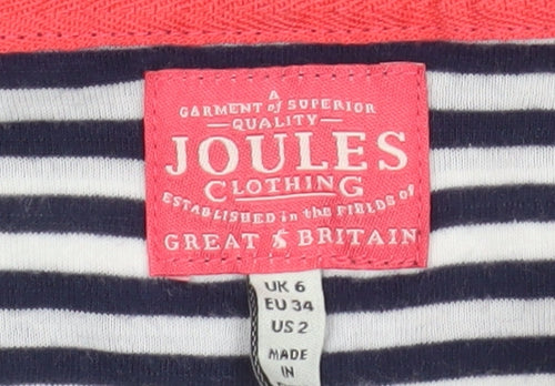 Joules Women's Blue Striped Hooded Full Zip Jacket Size 6