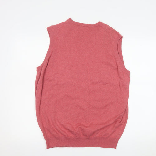 James Pringle Men's Red Cotton Sleeveless V-Neck Jumper Vest M