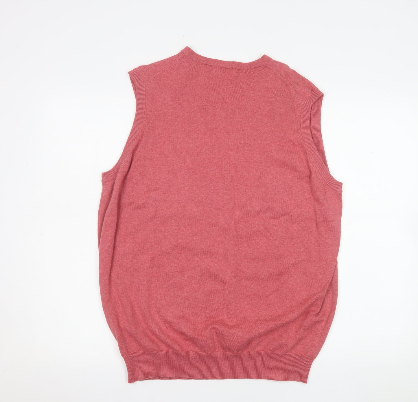 James Pringle Men's Red Cotton Sleeveless V-Neck Jumper Vest M