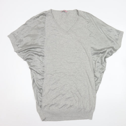 Phase Eight Women’s Grey V-Neck Tunic Blouse Size 12 Relaxed Fit