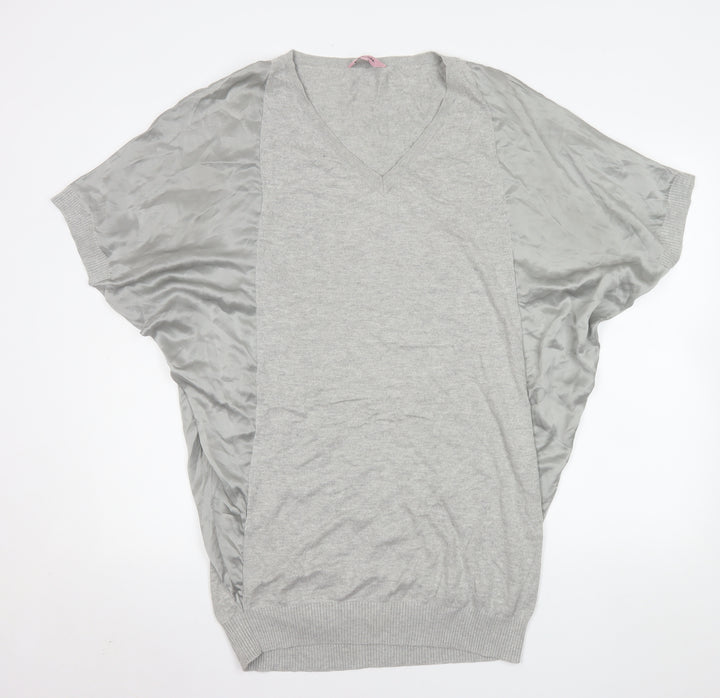 Phase Eight Women’s Grey V-Neck Tunic Blouse Size 12 Relaxed Fit