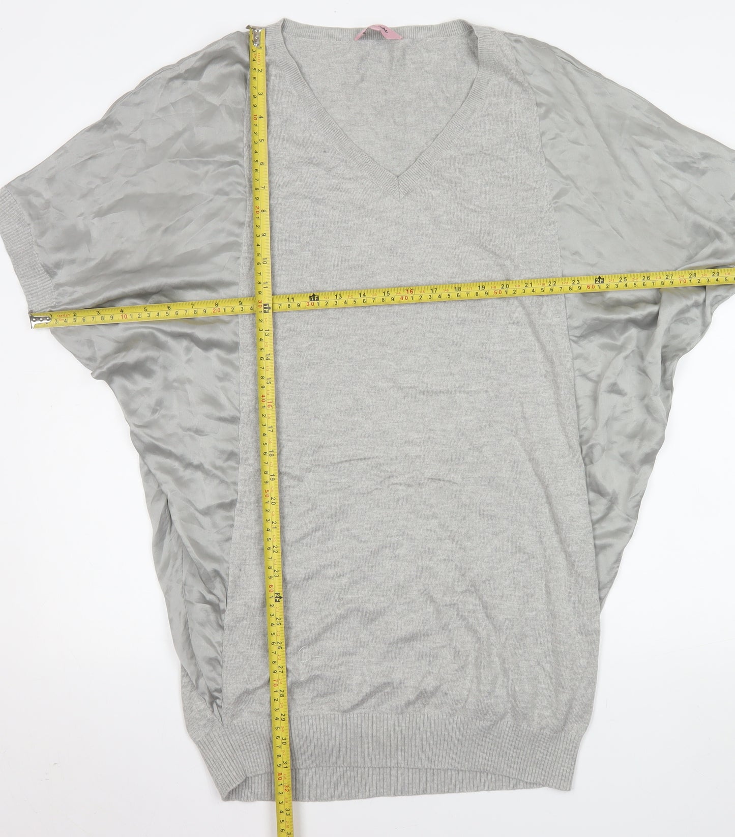 Phase Eight Women’s Grey V-Neck Tunic Blouse Size 12 Relaxed Fit