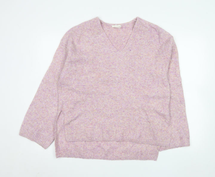 H&M Women’s Pink V-Neck Knit Pullover Jumper XS