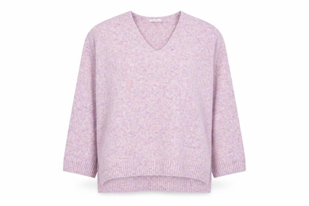 Front view of H&M Women’s Pink V-Neck Knit jumper XS