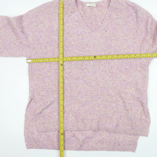 H&M Women’s Pink V-Neck Knit Pullover Jumper XS