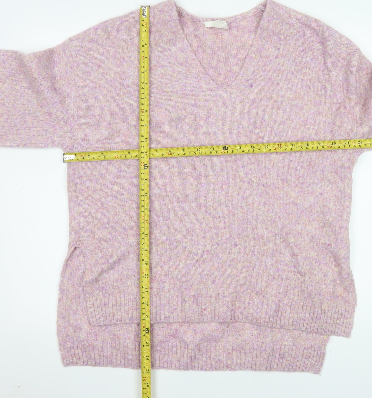 H&M Women’s Pink V-Neck Knit Pullover Jumper XS