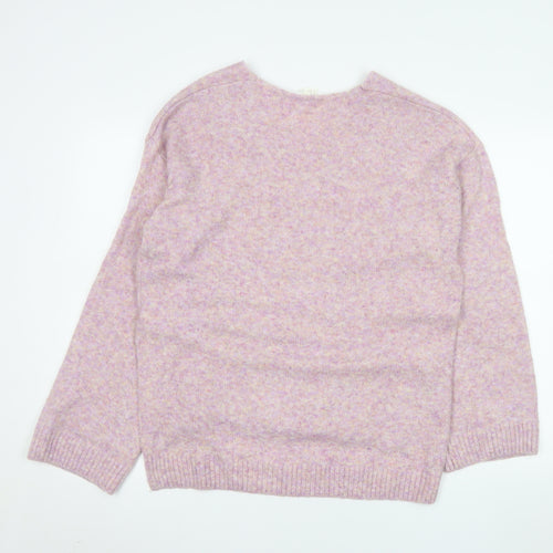 H&M Women’s Pink V-Neck Knit Pullover Jumper XS