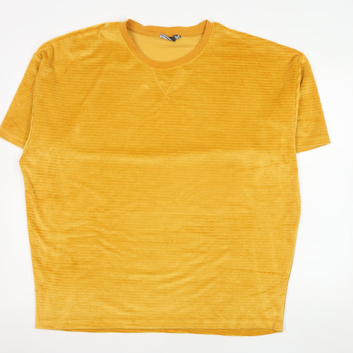 ASOS DESIGN Women’s Yellow Velour Short Sleeve Crew Neck T-Shirt M