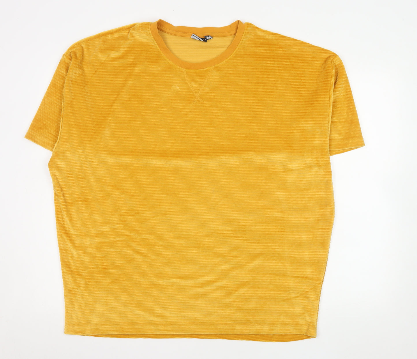 ASOS DESIGN Women’s Yellow Velour Short Sleeve Crew Neck T-Shirt M
