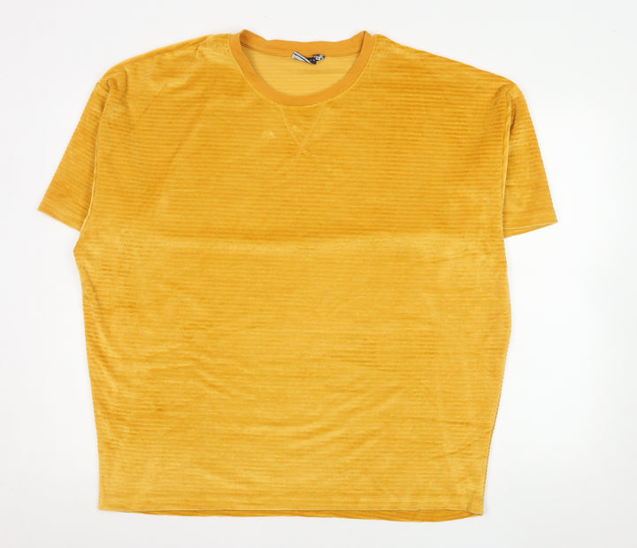 ASOS DESIGN Women’s Yellow Velour Short Sleeve Crew Neck T-Shirt M