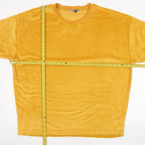 ASOS DESIGN Women’s Yellow Velour Short Sleeve Crew Neck T-Shirt M