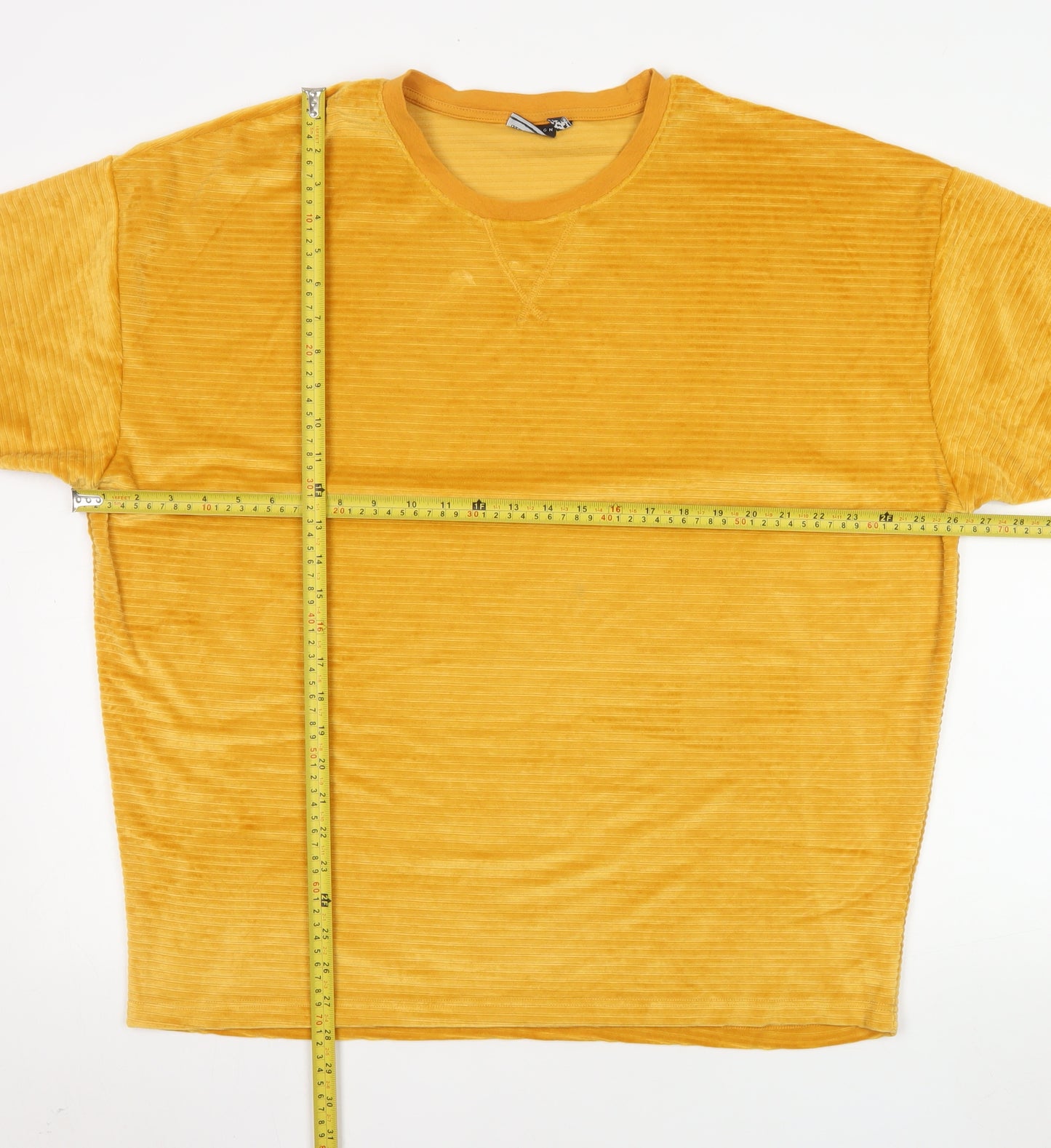 ASOS DESIGN Women’s Yellow Velour Short Sleeve Crew Neck T-Shirt M