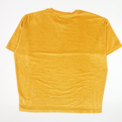 ASOS DESIGN Women’s Yellow Velour Short Sleeve Crew Neck T-Shirt M