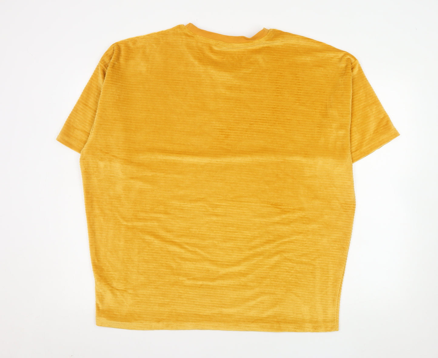 ASOS DESIGN Women’s Yellow Velour Short Sleeve Crew Neck T-Shirt M