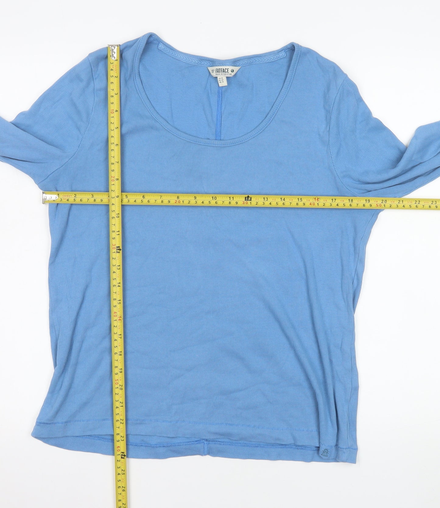 FatFace Women’s Blue Long Sleeve Cotton Stretch T-Shirt UK 16