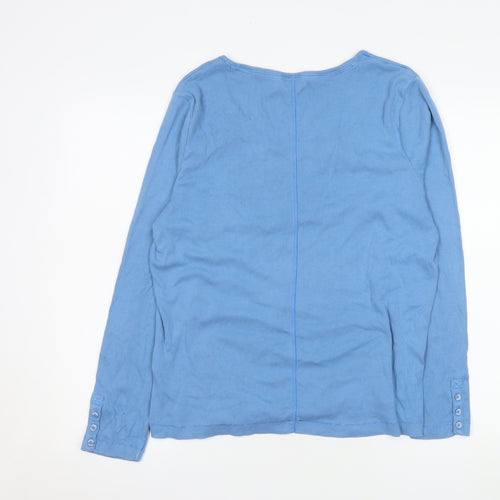 FatFace Women’s Blue Long Sleeve Cotton Stretch T-Shirt UK 16